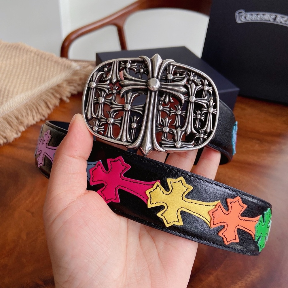 Chrome Hearts Cross-Motif Silver Buckle Belt - Picture 3 of 9